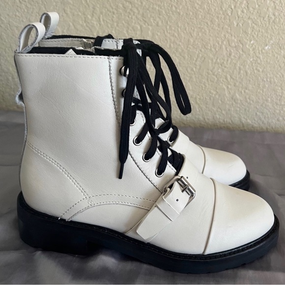 All Saints Donita White Leather Combat Boots NEW 9 - Picture 3 of 11